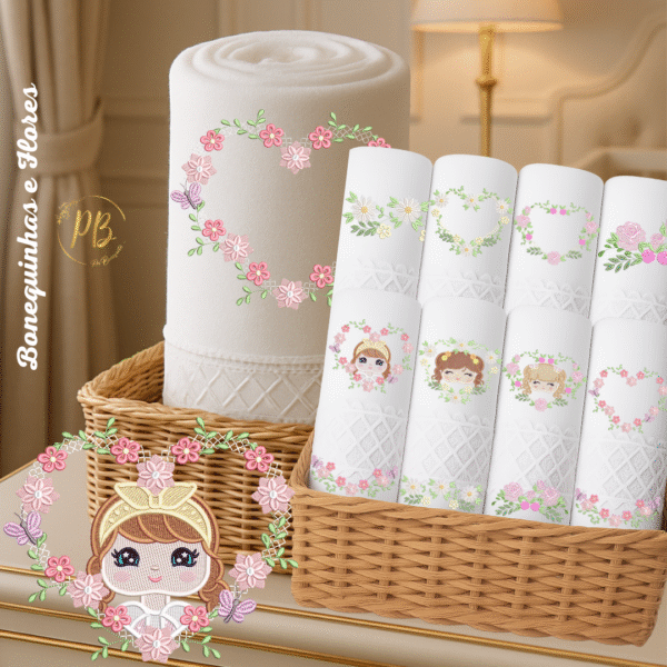 Trio Bonequinhas e Flores 1 - Imagem 3