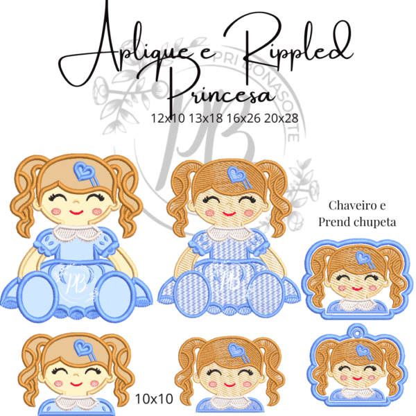 LEYA PRINCESA CORAÇÃO  aplique e rippled