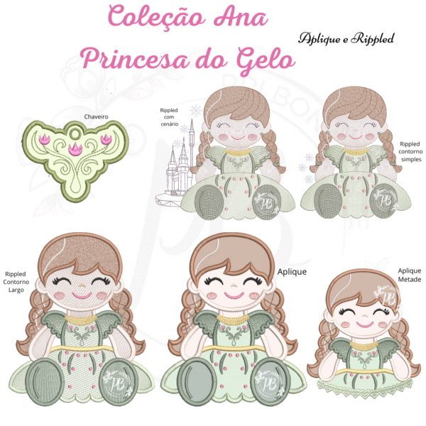 Anna Princesa do Gelo aplique e rippled