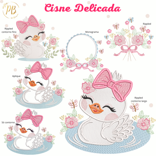 CISNE DELICADA APLIQUE E RIPPLED