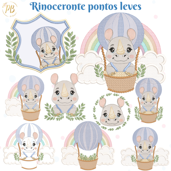 Rinoceronte no balão Menino pontos leves