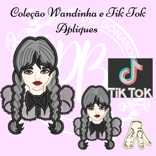 Coleção Apliques Wandinha e TIK TOK