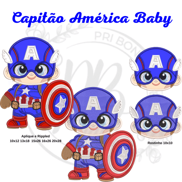 CAPITÃO AMERICA BABY APLIQUE E RIPPLED