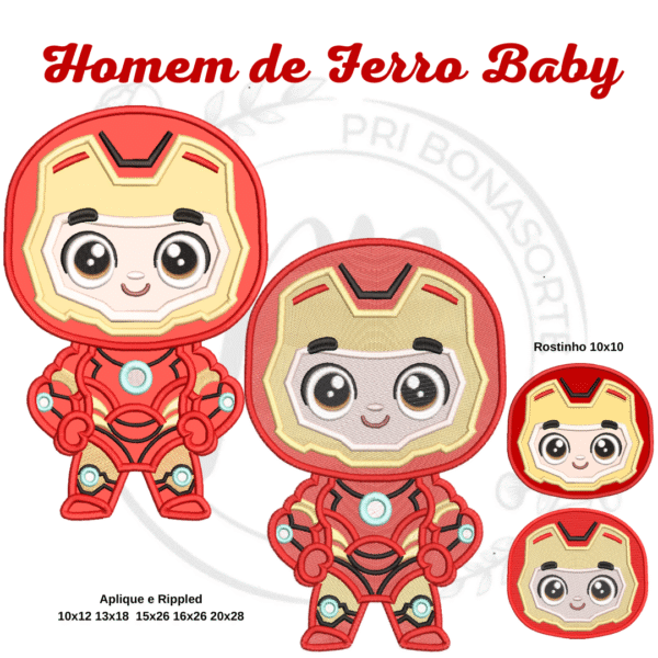 HOMEM DE FERRO BABY aplique e rippled