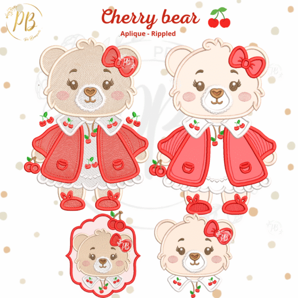 APLIQUE E RIPPLED CHERRY BEAR