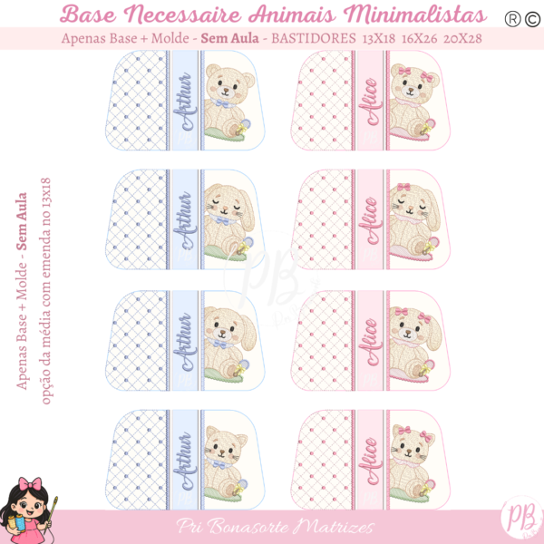 BASE para Necessaire - Animais Minimalistas