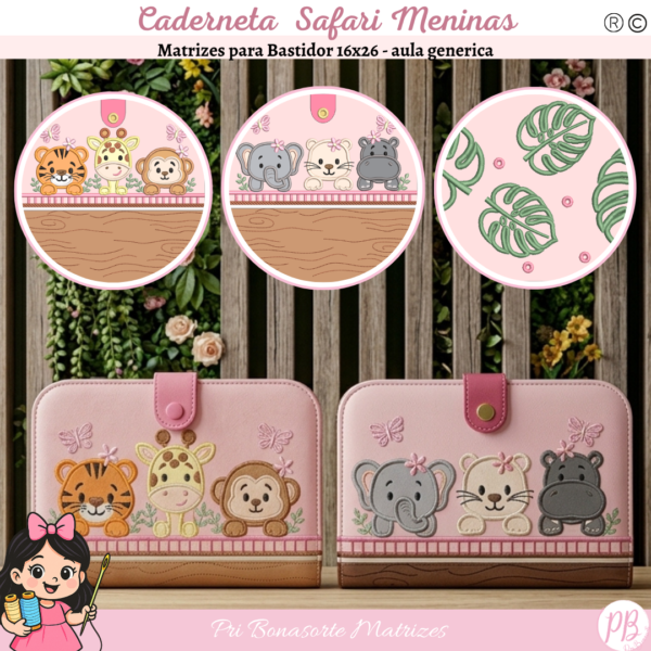 Cadernetas Safari Meninas - EMAIL ENVIADO NA HORA DA COMPRA Stitchguard