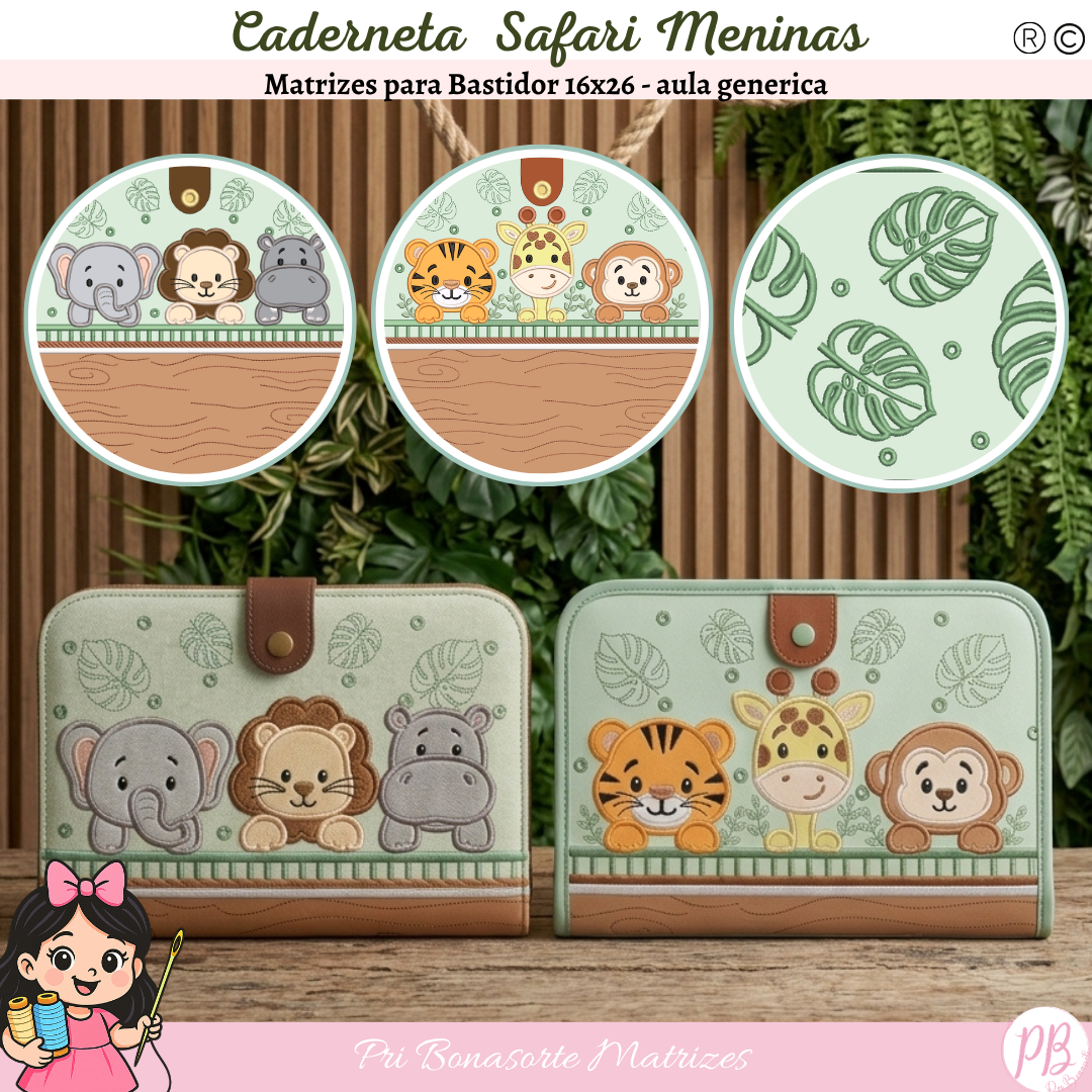 Cadernetas Safari Meninos - EMAIL ENVIADO NA HORA DA COMPRA Stitchguard