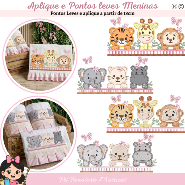 BARRADO APLIQUE E PONTOS LEVES SAFARI MENINAS- EMAIL ENVIADO NA HORA DA COMPRA Stitchguard