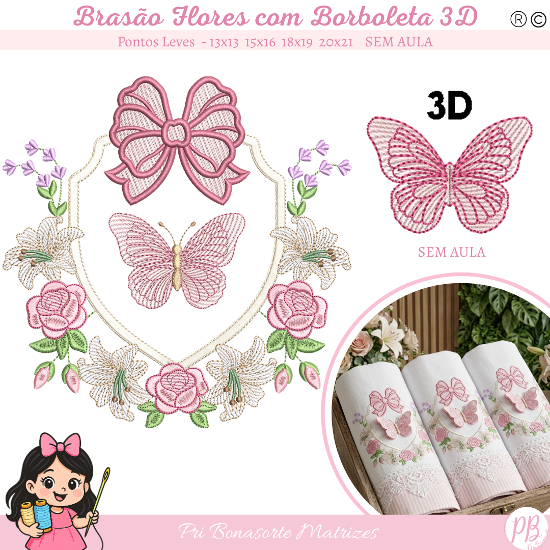 BRASÃO COM BORBOLETA 3D - EMAIL ENVIADO NA HORA DA COMPRA Stitchguard