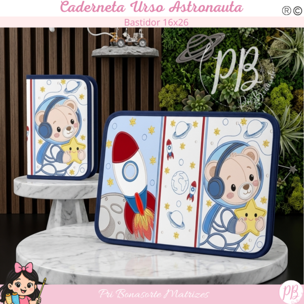 3 CADERNETA URSO ASTRONAUTA - MATRIZES SEGUEM NO EMAIL STITCHGUARD NO ATO DA COMPRA
