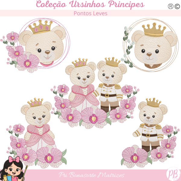 Ursinhos Principes e Princesas – MATRIZES SEGUEM NO EMAIL STITCHGUARD NO ATO DA COMPRA